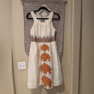 Anthropologie Floreat Cream Sundress with Halter Neckline and Sleeveless Design